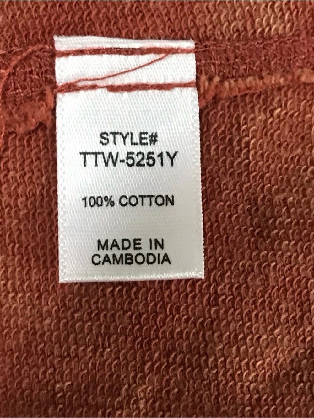 Zenana SZ LG. Washed Half-Button Raw Edge Sleeveless Henley Tank Top Rust Orange - Picture 6 of 6